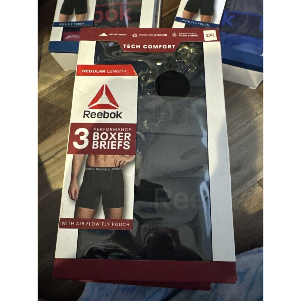 Reebok Tech Comfort Performance Sz2XL BOXER BRIEFS Regular Length 3 Pack